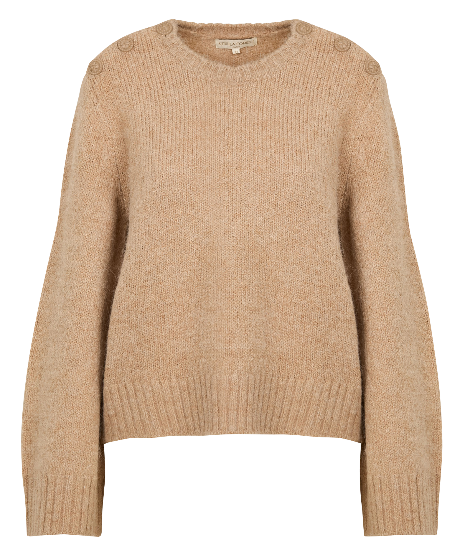 LLIONA - Pull col rond droit en maille | Beige