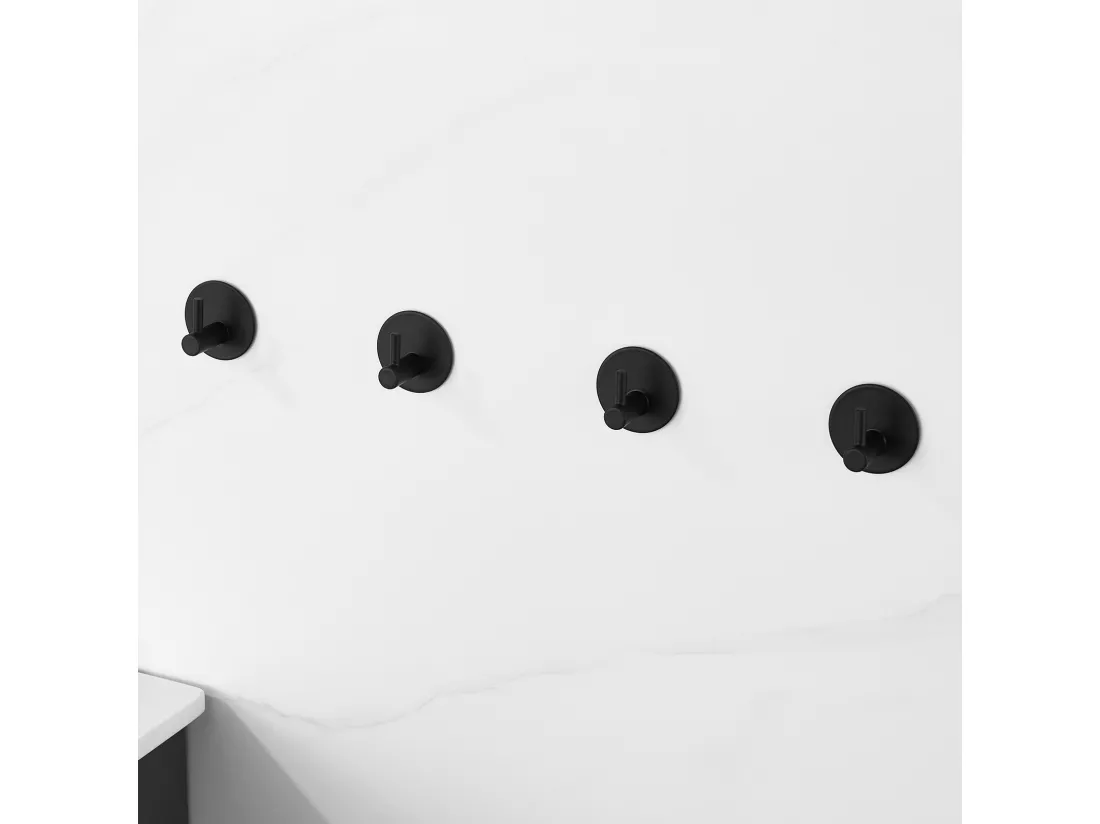 Auralum Max Ensemble Salle Bain Accessoire 6 Pièces,Auto-adhésif ou percer,Porte-Serviettes,Porte-Papier Toilette,Crochet Mural,en Inox,Noir Mat