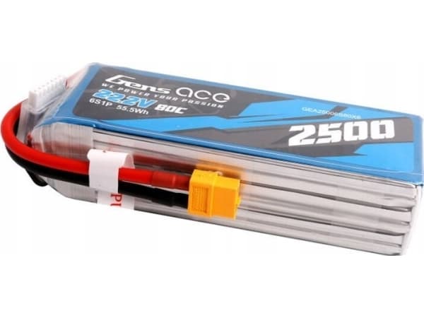 Gens Ace Gens ace 2500mAh 22,2V 80C 6S1P Lipo batteri med XT60 pluggkontakt