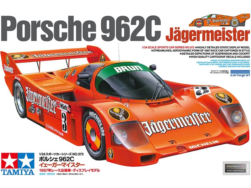 Tamiya Porsche 962C Jaegermeister 1:24 Modellbausatz im Massstab 1:24