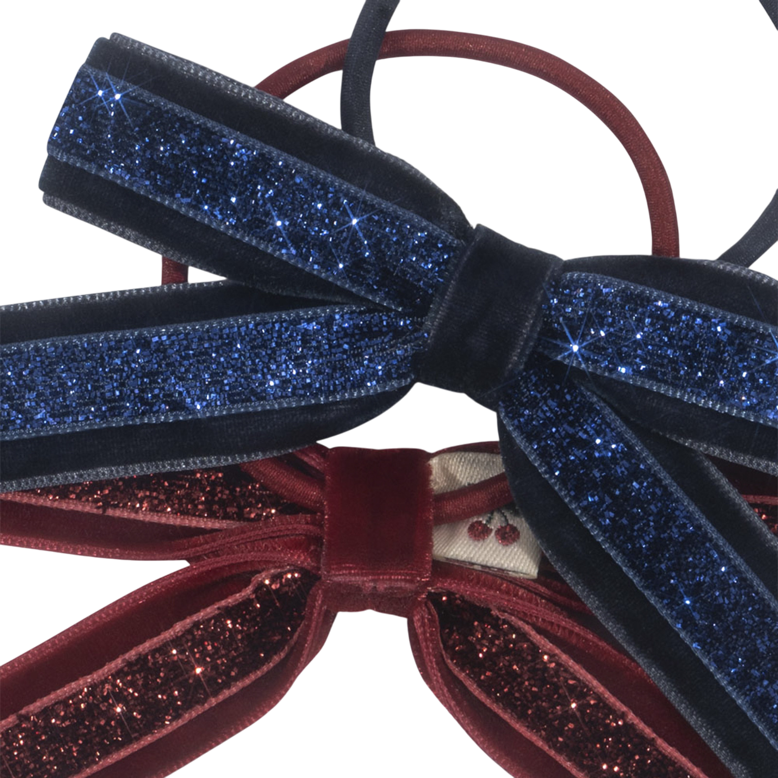 Haargummi 2er Set Velvet Bow Red Navy