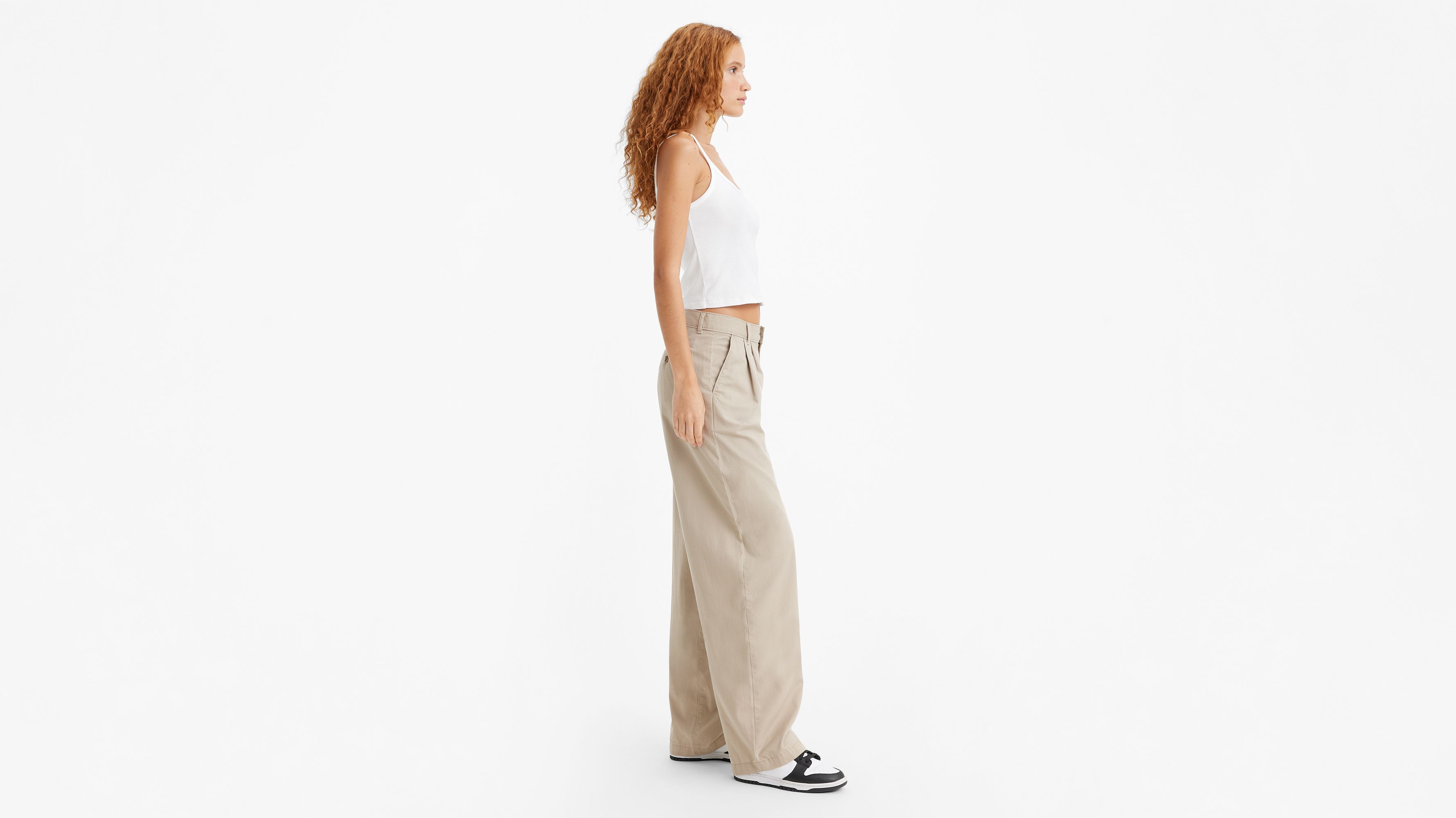 Pantalon à pinces taille haute baggy - Cobblestone - Neutral