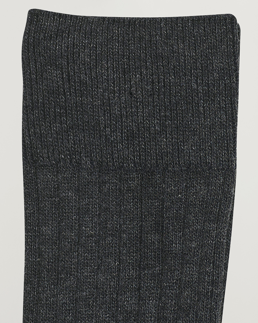 Amanda Christensen 3-Pack True Cotton Ribbed Socks Antracite Melange