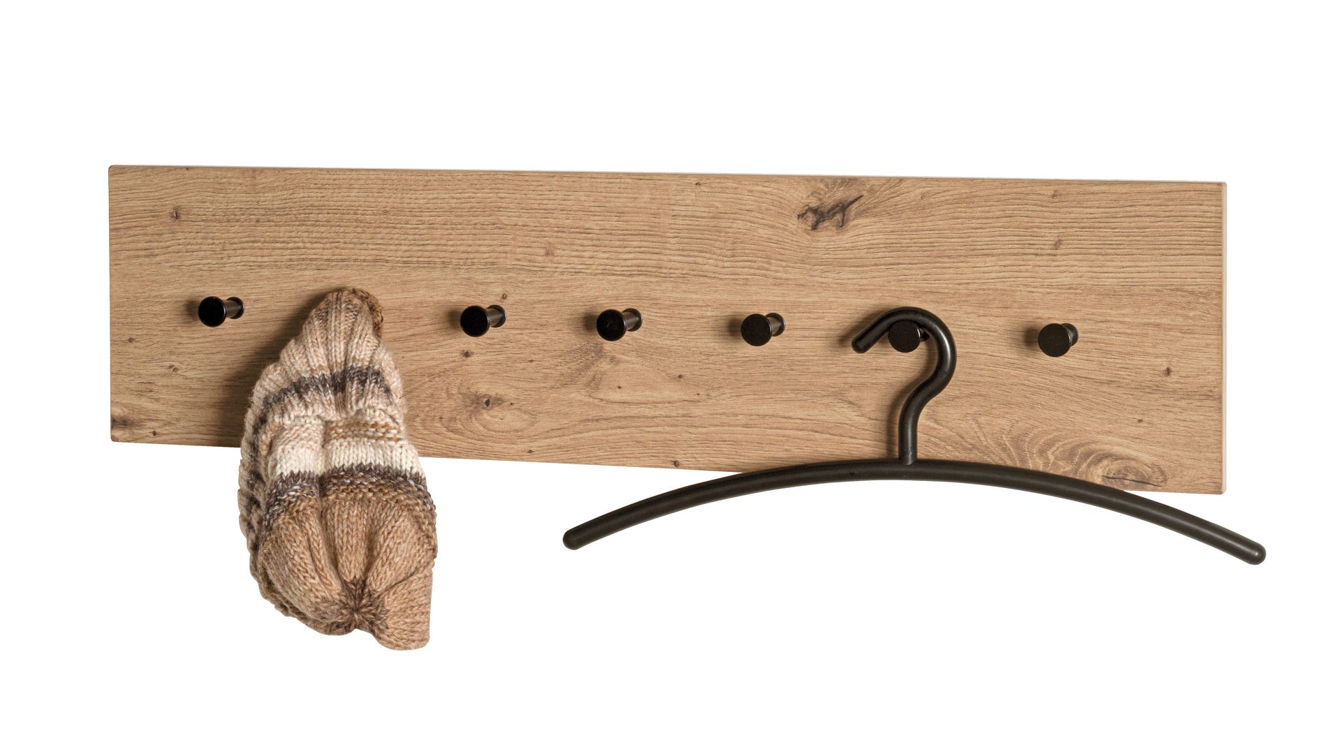 Wandgarderobe PARMA 7 Eiche-Dekor/schwarz 80 x 20 cm