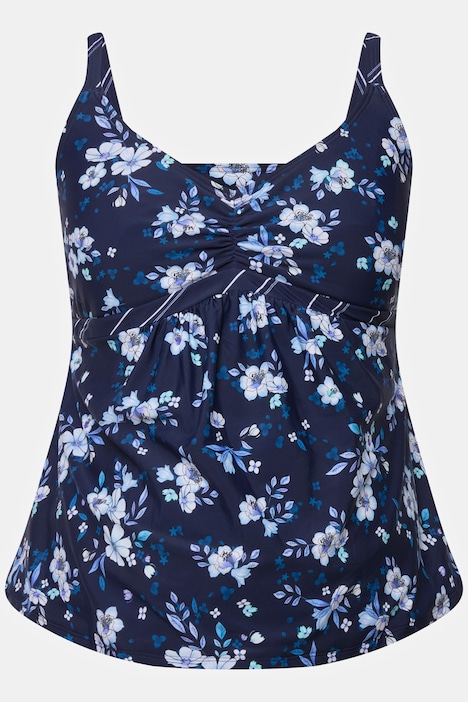 Bellieva-Tankini, Umstandsmode, Blüten/Ringel, Raffung, verstellbare Träger