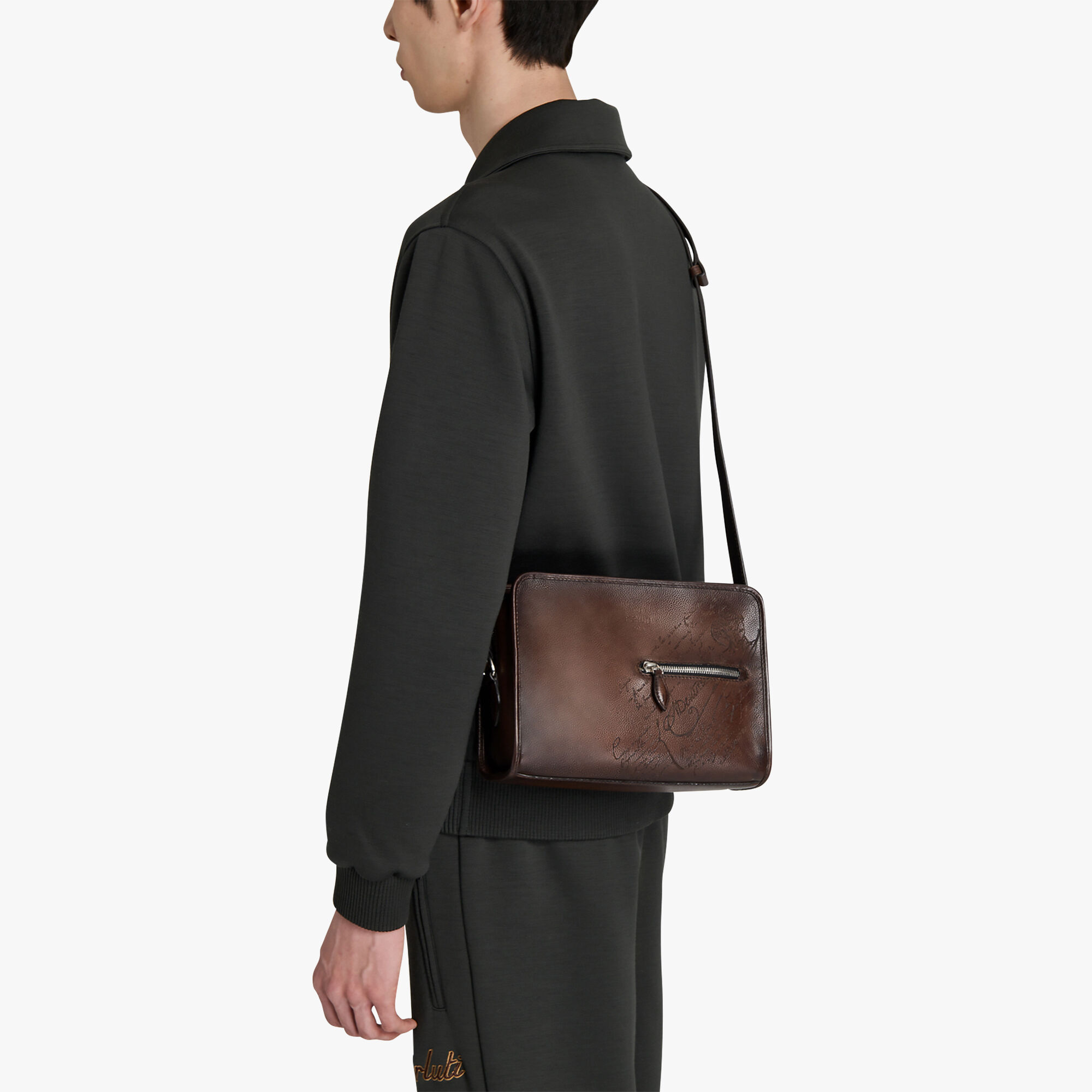 Sac Bandoulière Journalier En Cuir Scritto