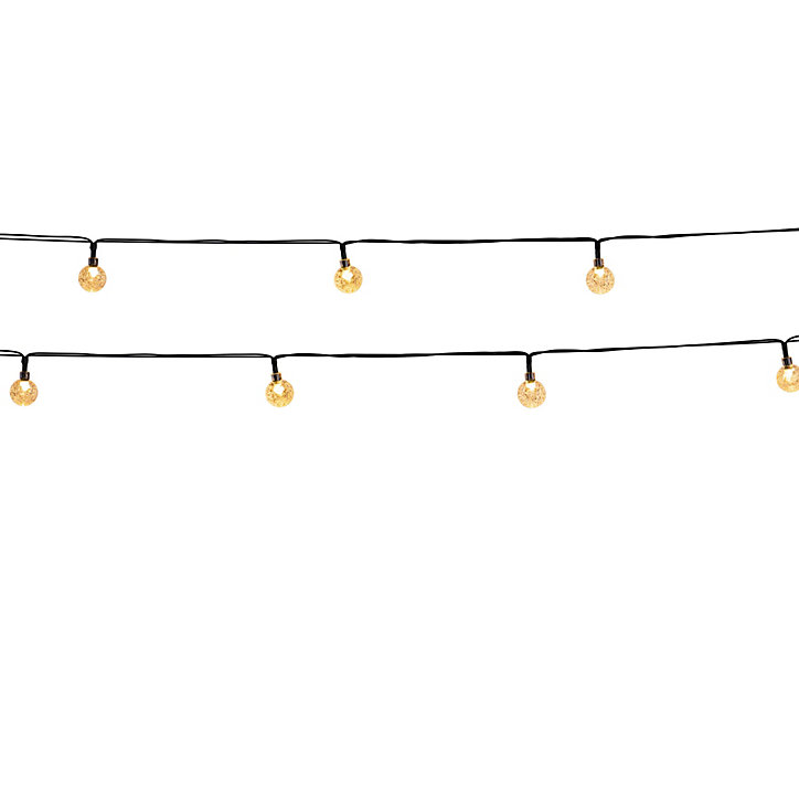 Guirlande lumineuse LED intégré Festy White Lumisky 5 lm 0,06W IP44 blanc chaud L.5,8m verre effet or noir brillant