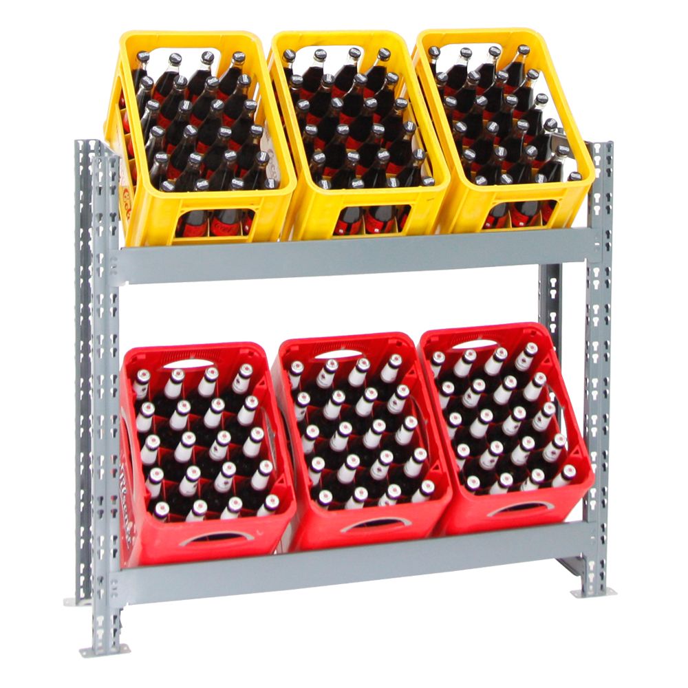 PROREGAL Drankkrattenrek Tegernsee Extra Breed HxBxD 100 x 110 x 30 cm 6 Kratten Grijs