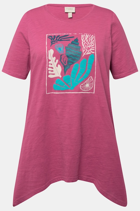 T-Shirt, Korallen, V-Ausschnitt, Halbarm, Biobaumwolle
