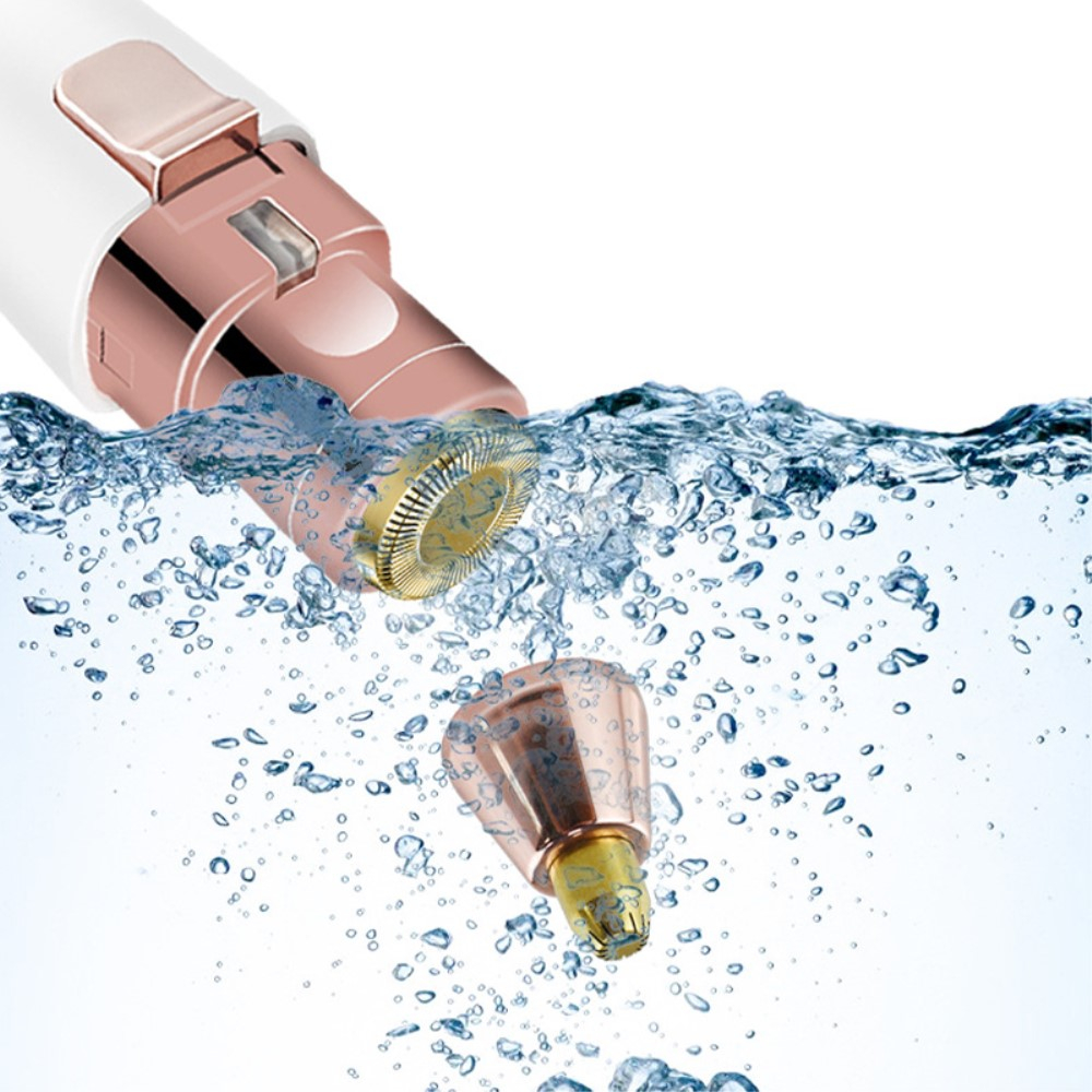 (3in1) Elektrischer Nasenhaar / Augenbrauen Trimmer Akku Gesichtshaar Rasierer - Weiss / Roségold