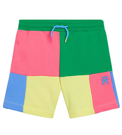 Tommy Hilfiger Sweatshorts - U Colorblock Monogram -  Grøn/Gul/Pi