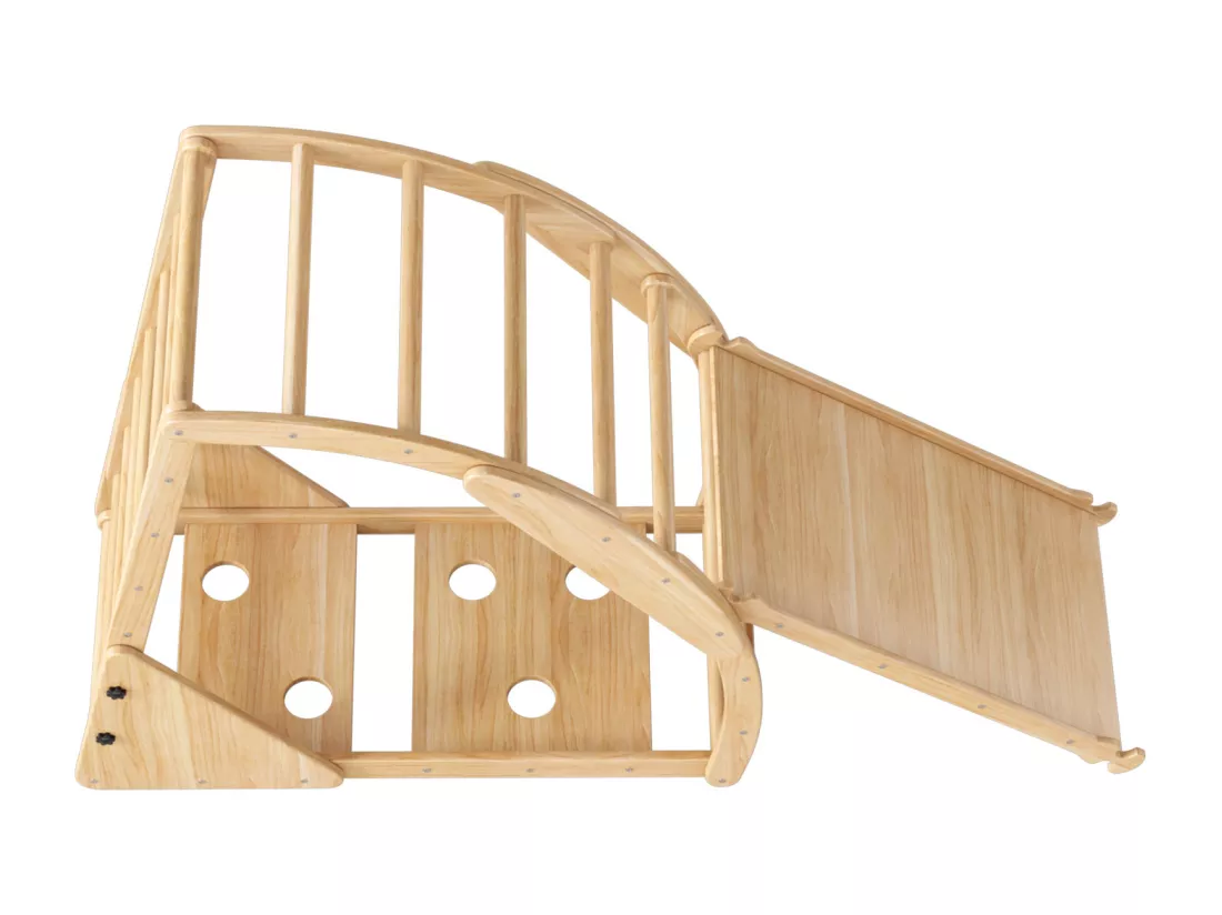 Aire de jeu 8 en 1 pour enfant - avec toboggan, module d'escalade, échelle à barreaux, arche d'escalade, balançoire et tente - bois