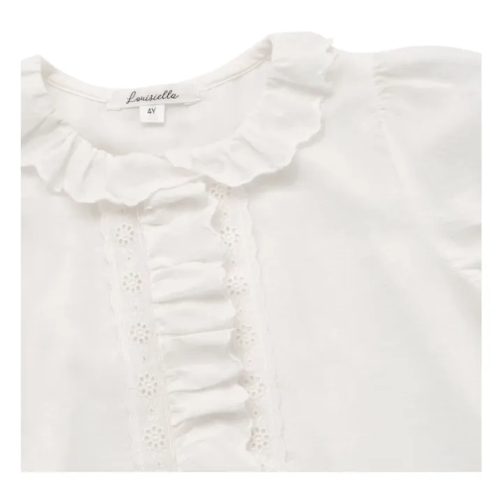 Louisiella Blouse Anise Volants Dentelle  | Blanc