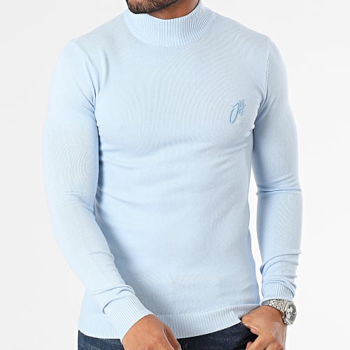 Pull Col Montant Bleu Clair