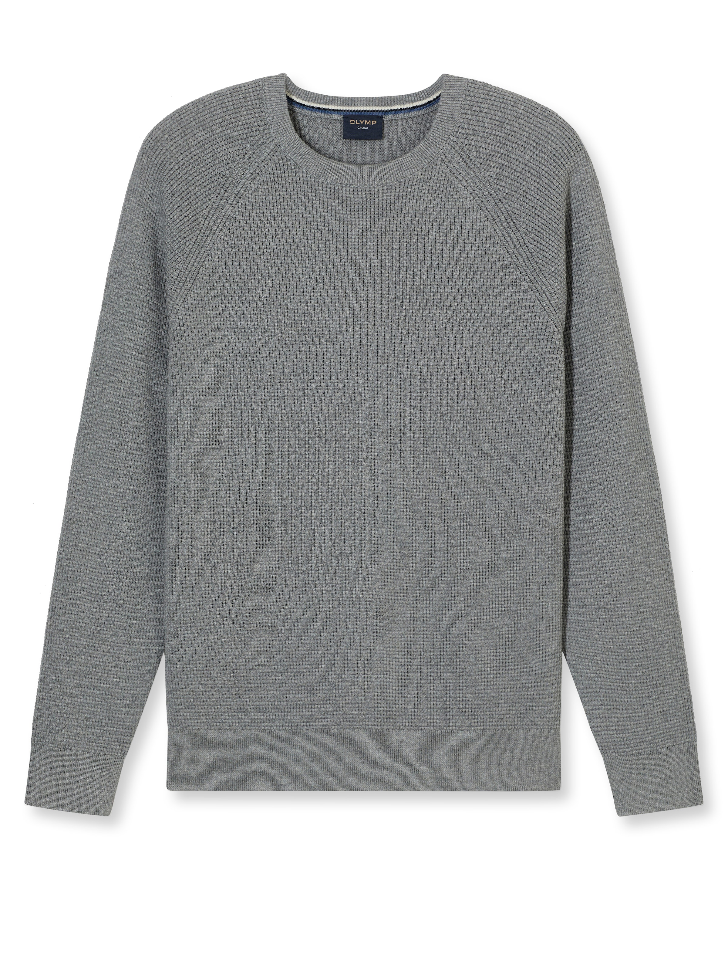 OLYMP Rundhalspullover »Waffle Structure«, Rundhals, casual, unifarben, regular fit