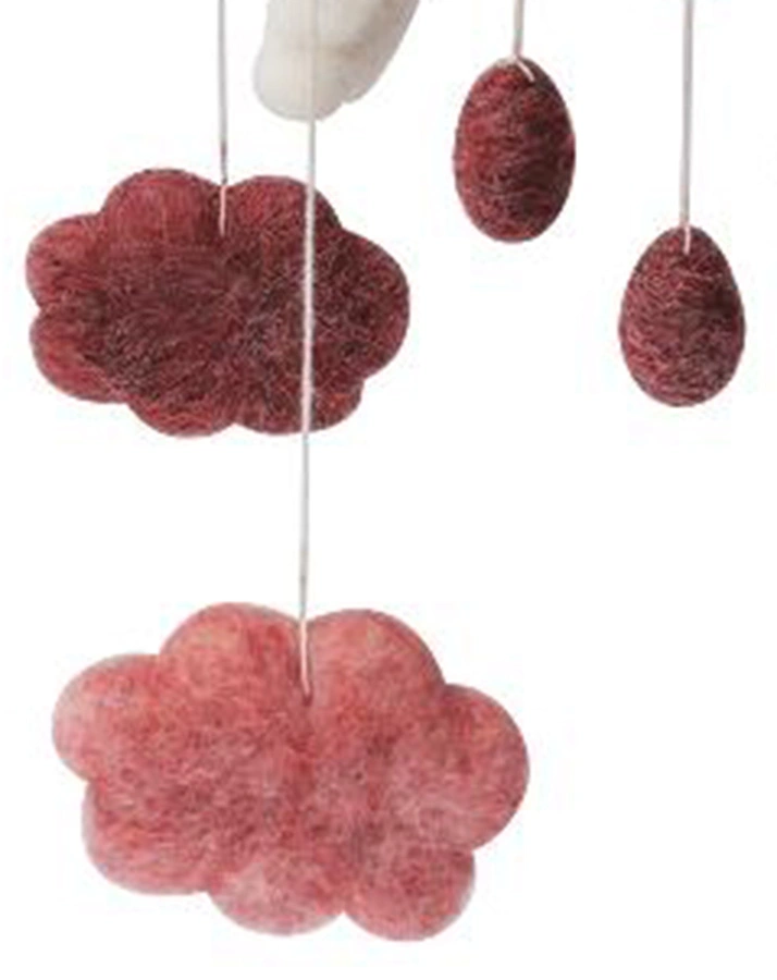 Wollfilz-Mobile WOLKEN in cotton candy pink