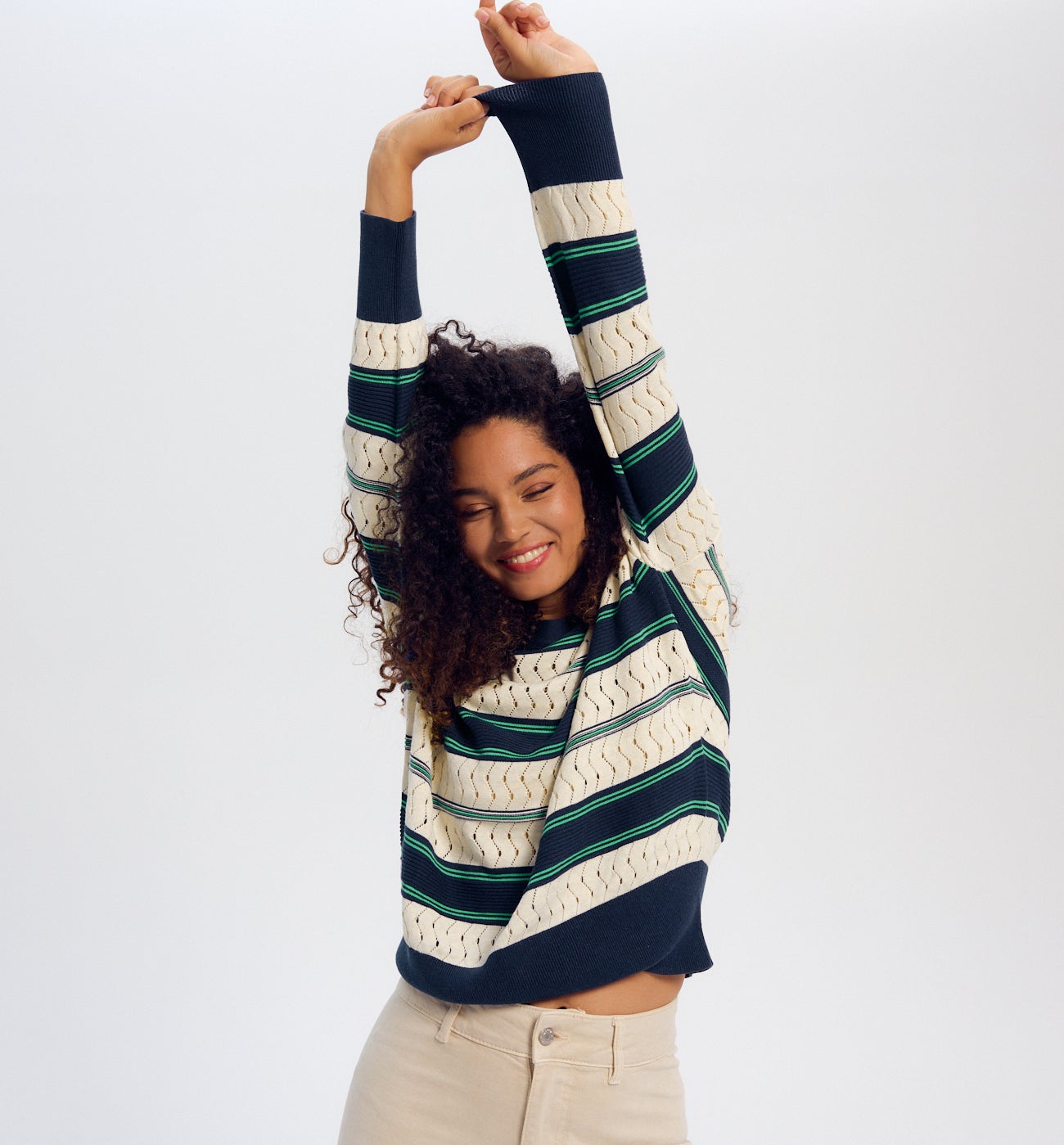 Pull marin fantaisie Femme - Rayé marine