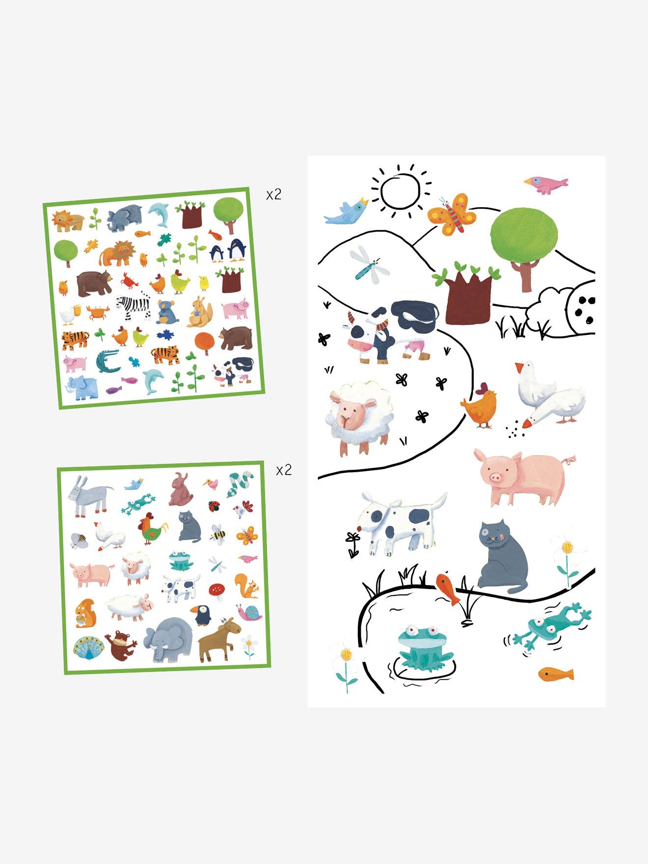 160 adesivos de animais multicoloridos da DJECO