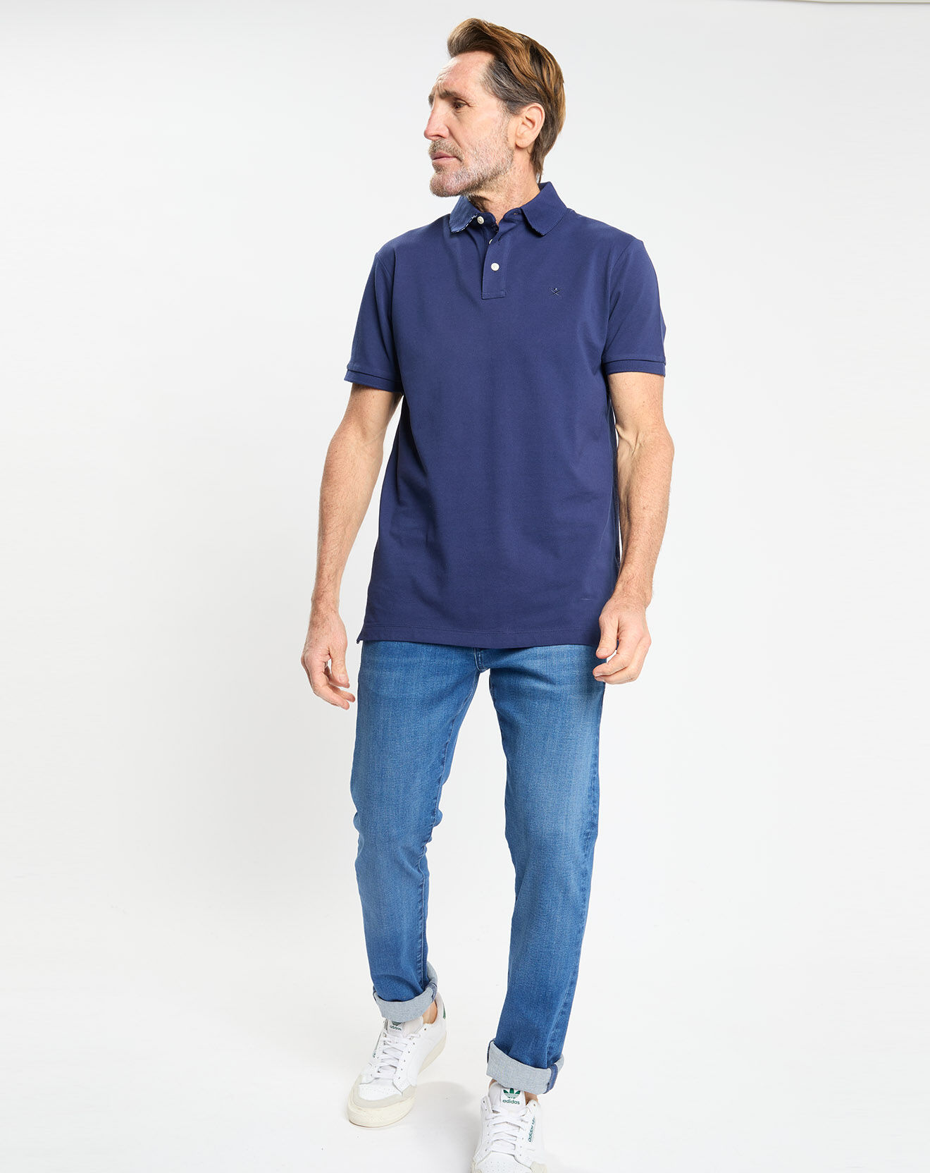 Hackett London Polo Regular Fit uni piqué bleu