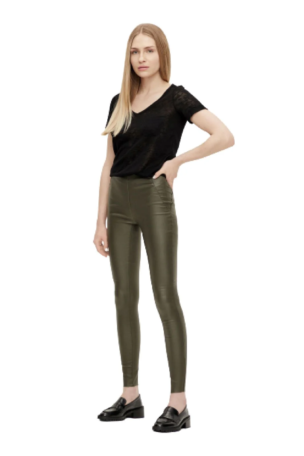 Object Objbelle Mw Coated Leggings forest night