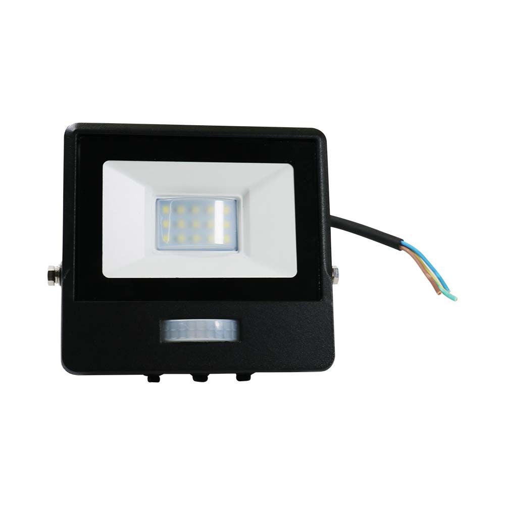 LED-schijnwerper met PIR-sensor - Zwart - Samsung - IP65 - 10W - 735 lumen - 6500K - 5 jaar - Modelnr: - VT-118S-1-B