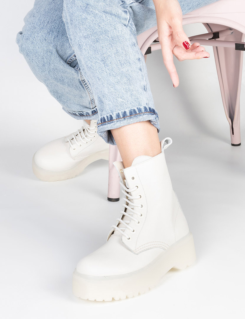 Beige Military Boots