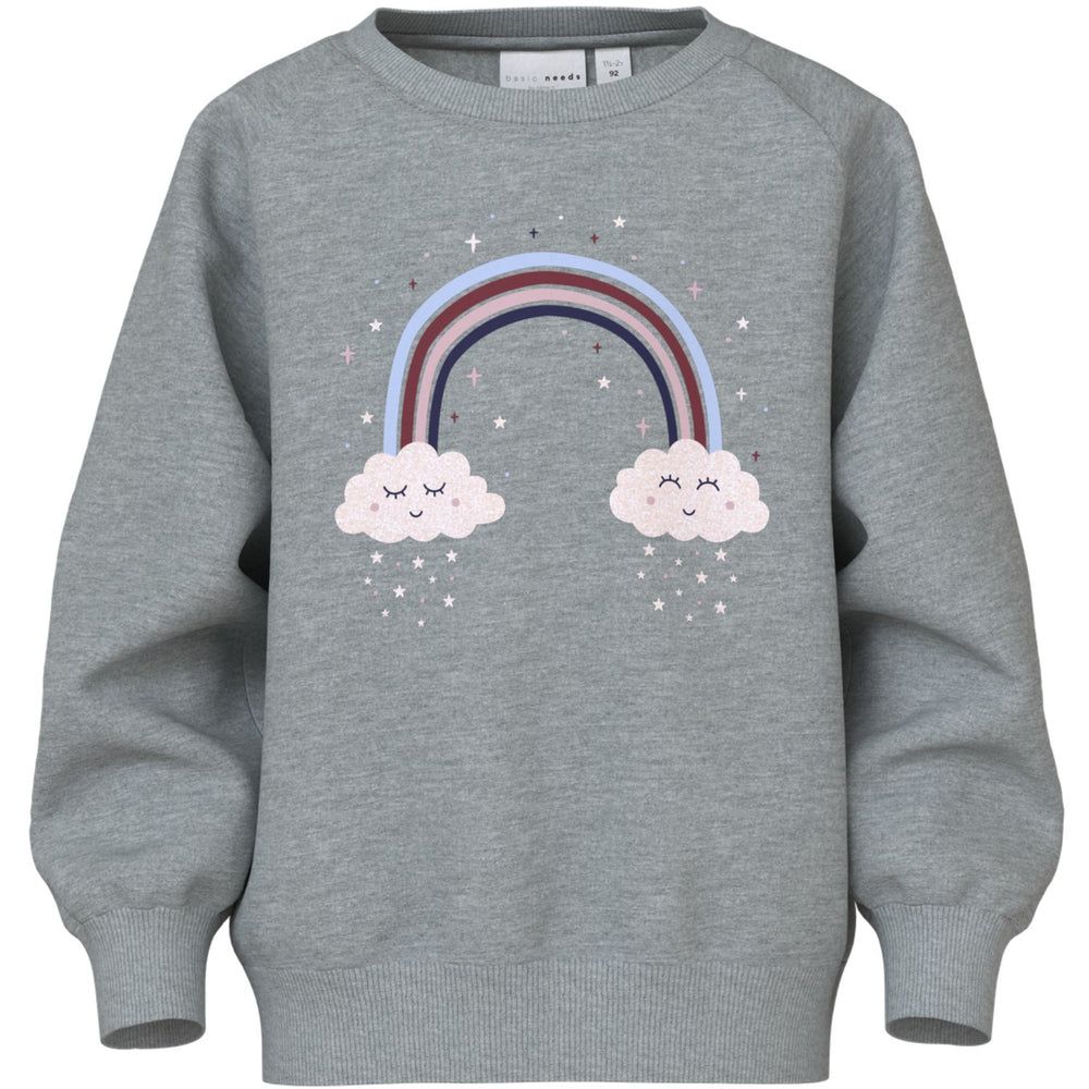 Køb Name It Grey Melange Rainbow Clouds Nmfvenus Ls Nreg Sweat Bru