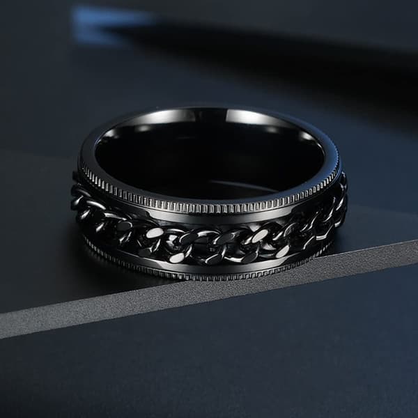 INF Antistressring med roterbart kjede Sort 19 mm