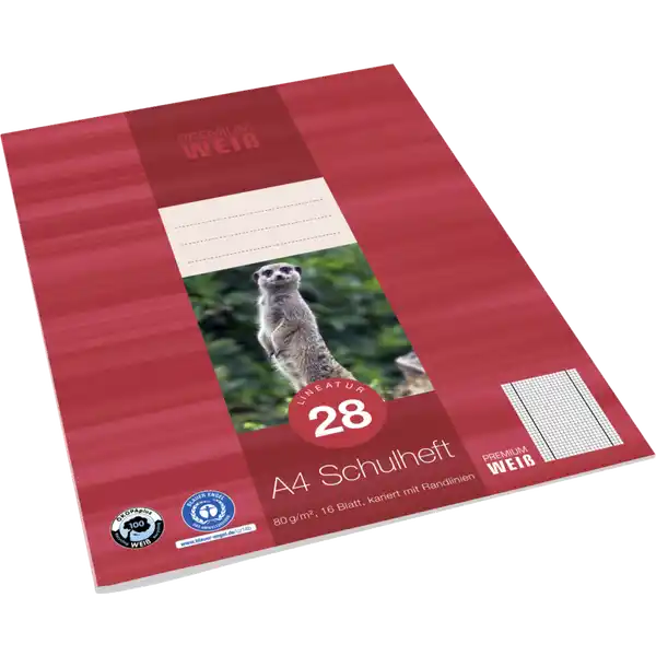 A4 Schulheft, Lin. 28, 16 Blatt