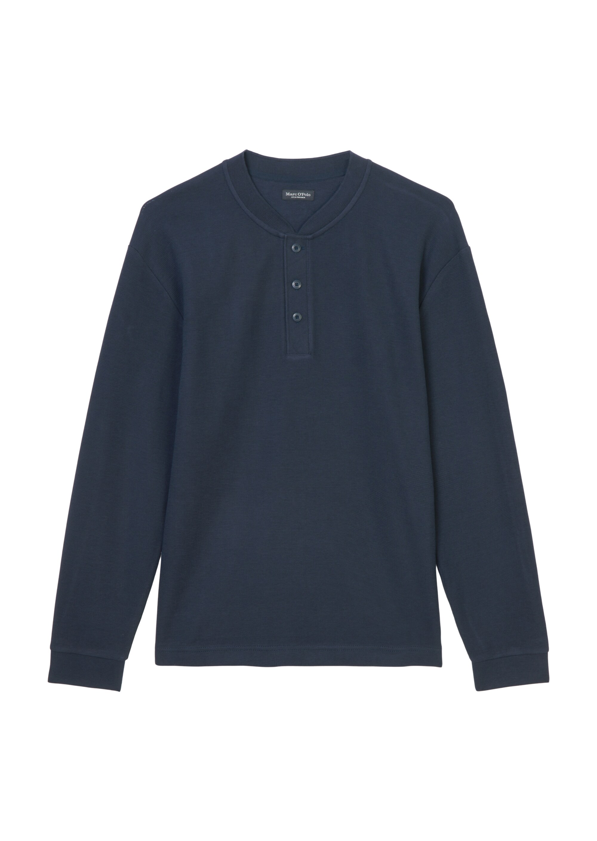 Langarm-Serafino relaxed aus Micro-Waffle-Structured-Jersey