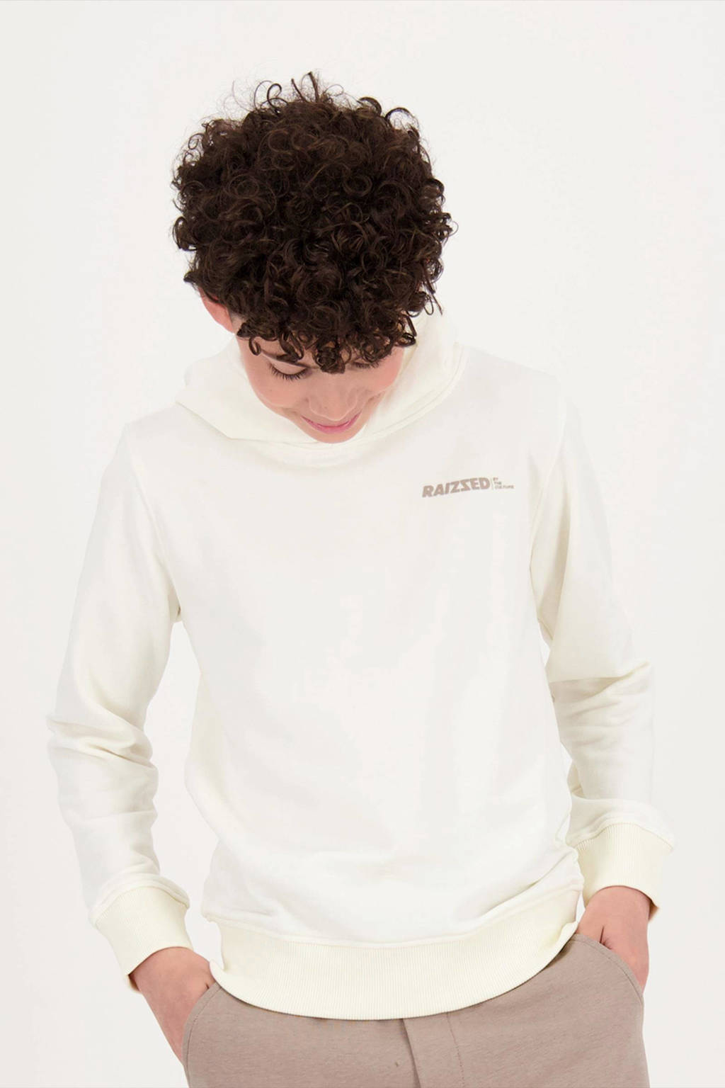 Raizzed hoodie Newfield met tekst ivoorwit