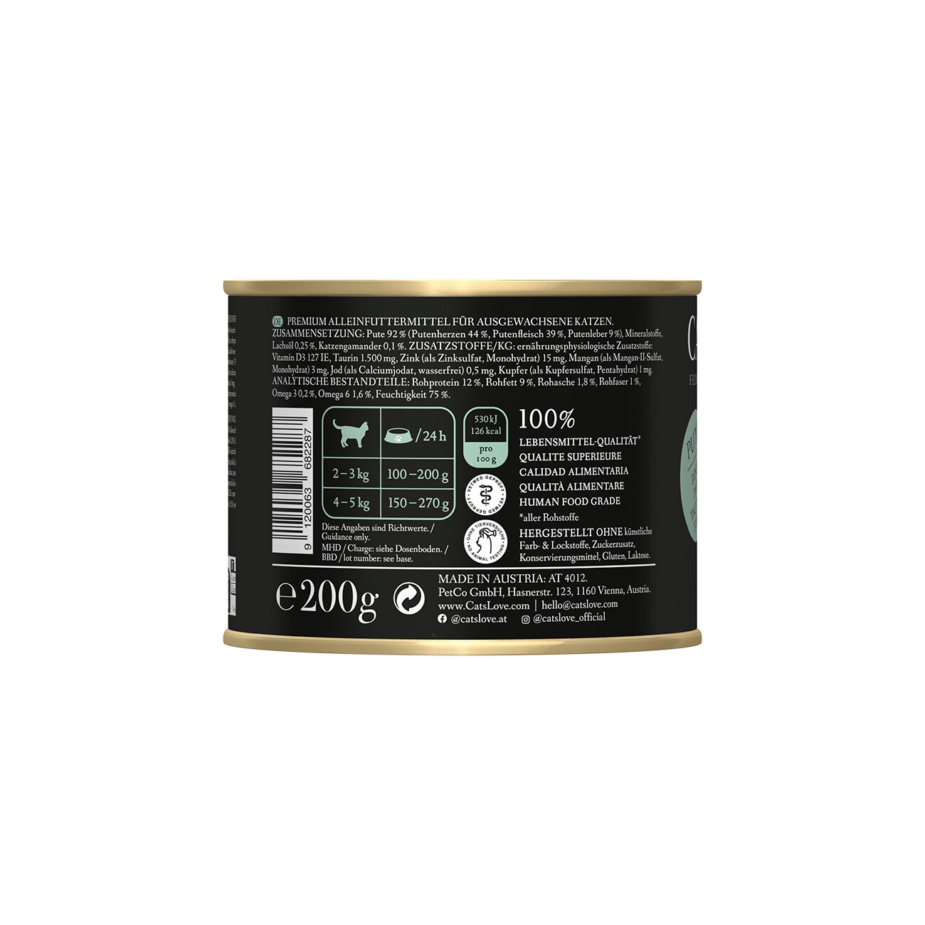 CAT'S LOVE Nassfutter Katze Adult Pute 6x200 g
