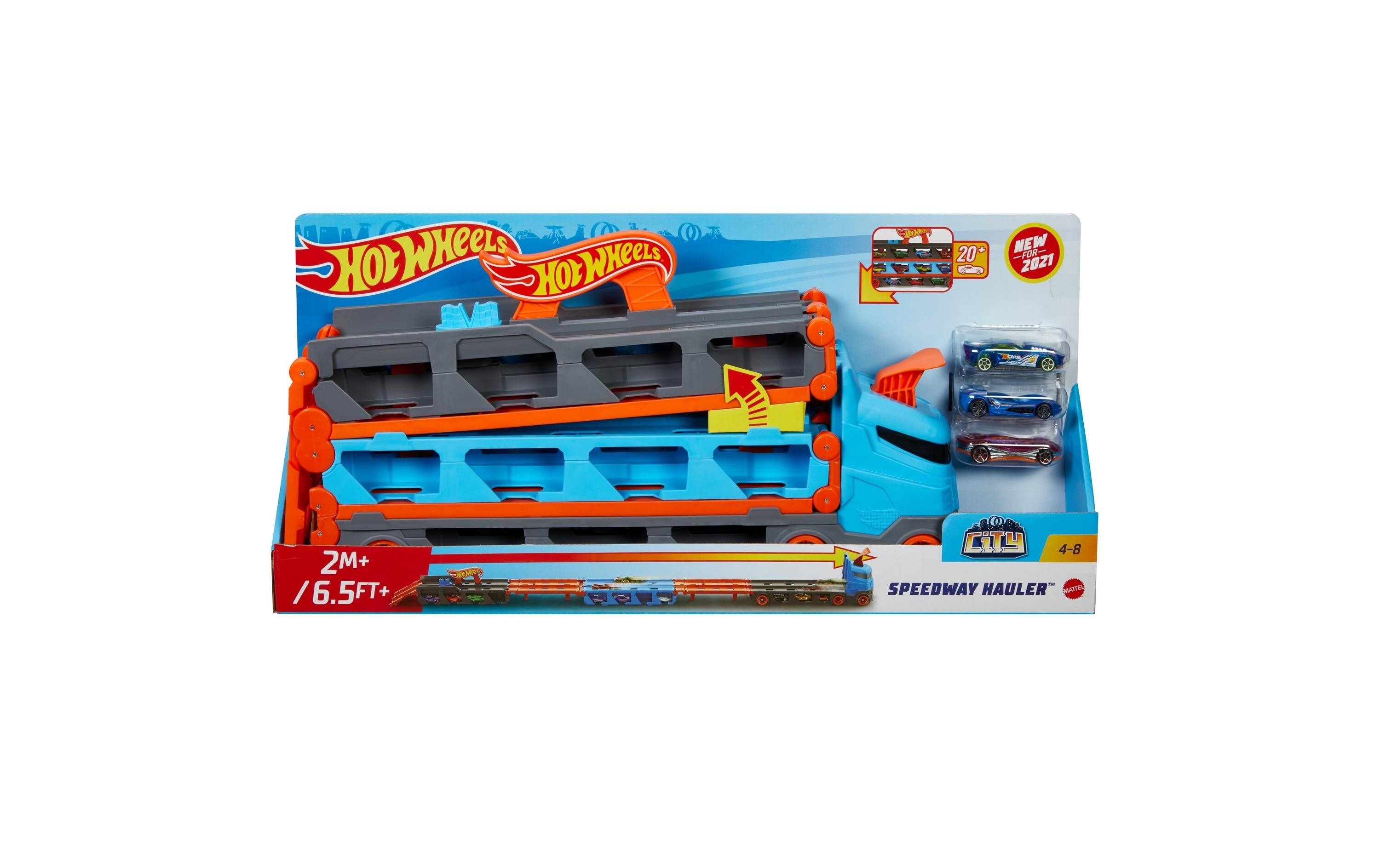 City 2-in-1 Rennbahn-TransporterLKW mit Rennbahn und Autos