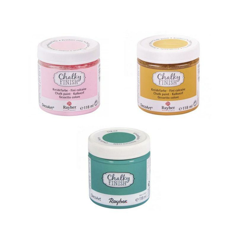 Peinture craie chalky finish 118 ml x 3 - mirabelle-vert d'eau-rose
