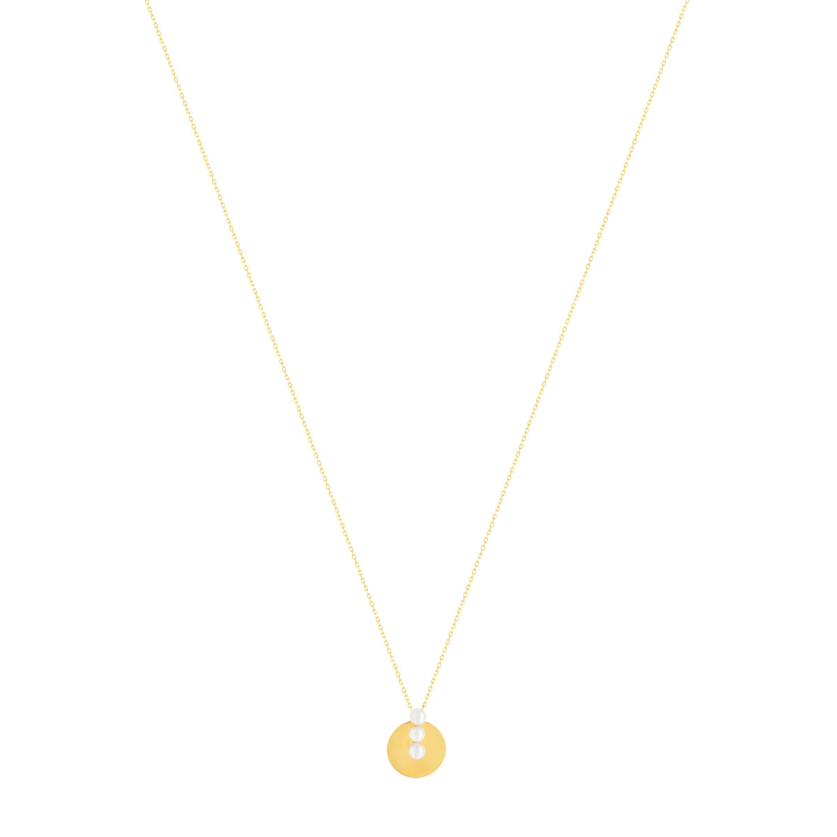 Collier or jaune 375, perles de culture de Chine. Longueur 45 cm.