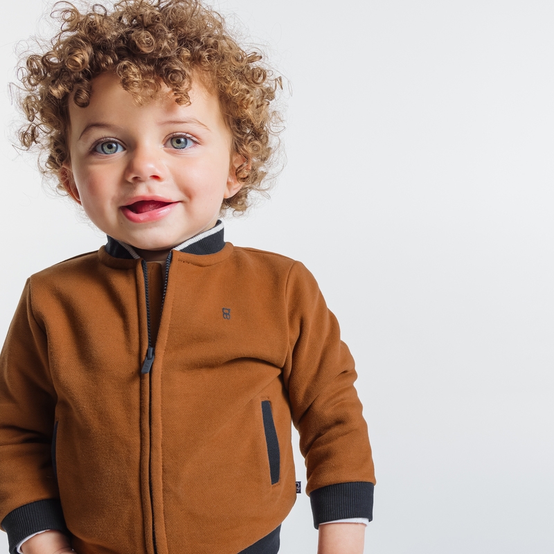Teddy zippé en molleton doux marron bébé garçon