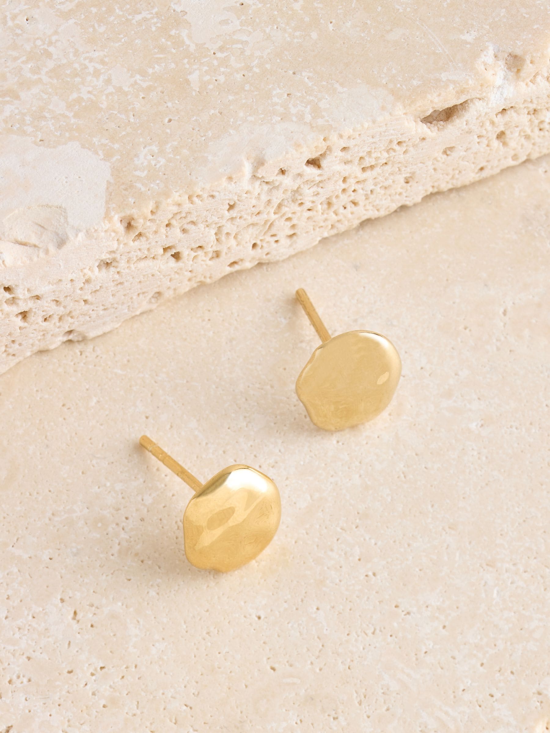 Verguld zilver - Shaped Circular Stud Earrings