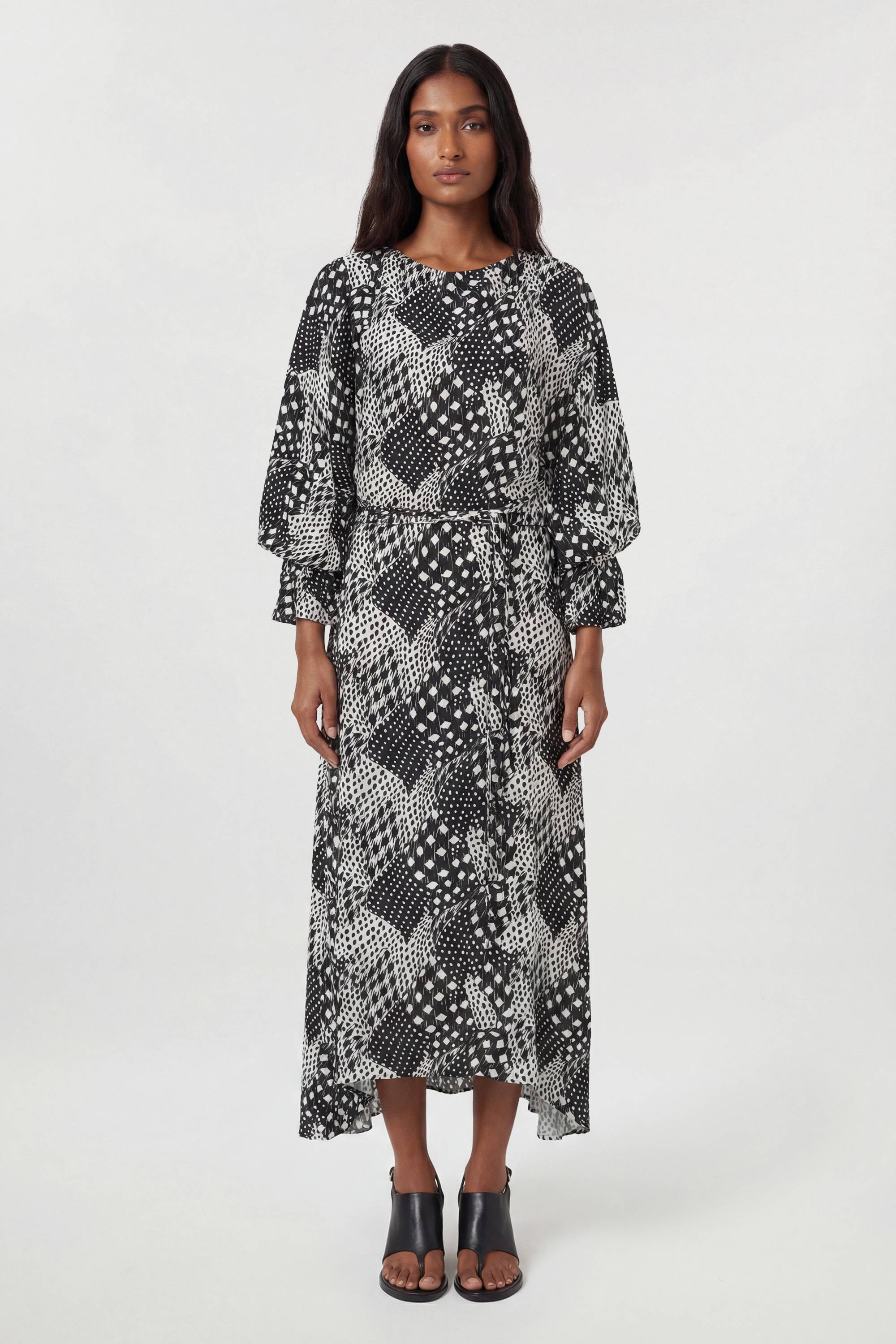 KarenMillen Robe Mi-longue En Viscose Tissée Imprimée À Col Drapé
