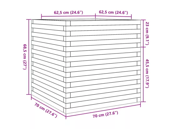 Jardinière bac lit surélevé bois marron 70 x 70 x 68.5 cm 02_0038494
