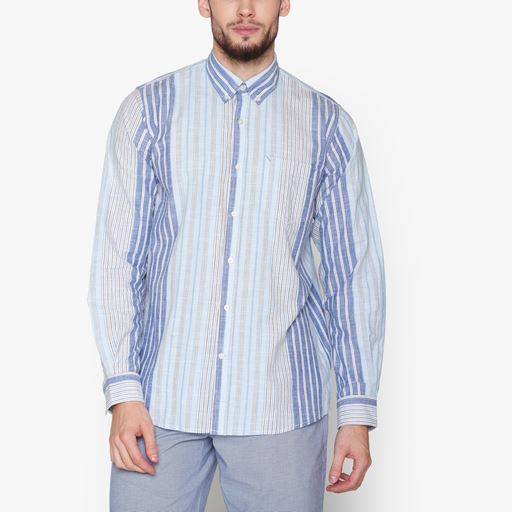 Signal Boone Stripe Skjorte, True Blue, 3XL