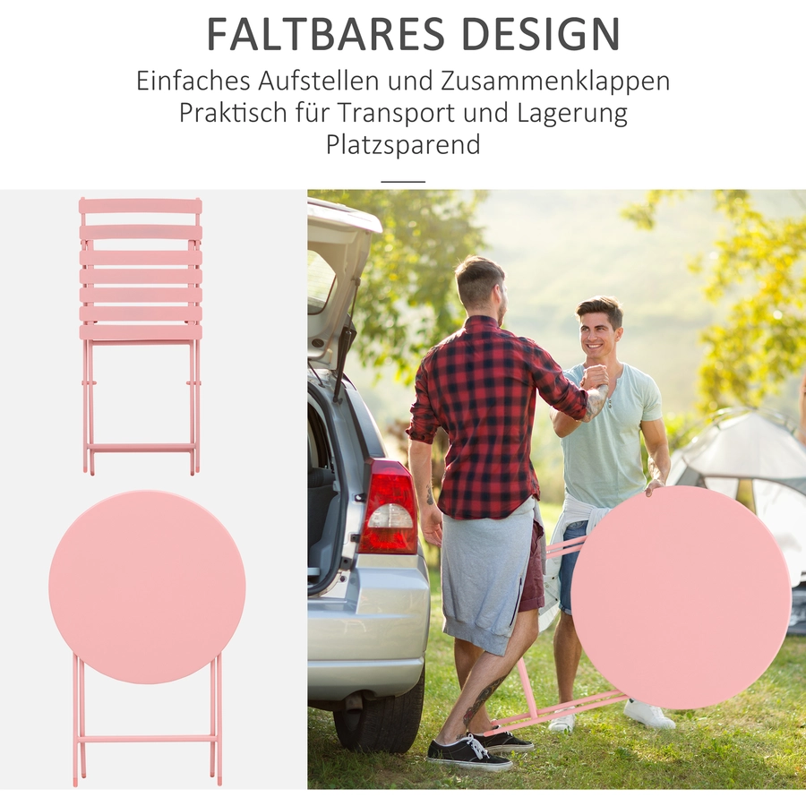 Outsunny Gartenmöbel-Set im kompaktem Design rosa