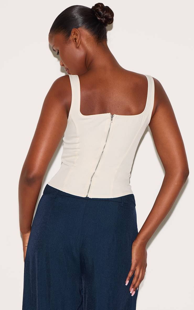 Crème Corset Long À Baleines Avec Ourlet Plongeant