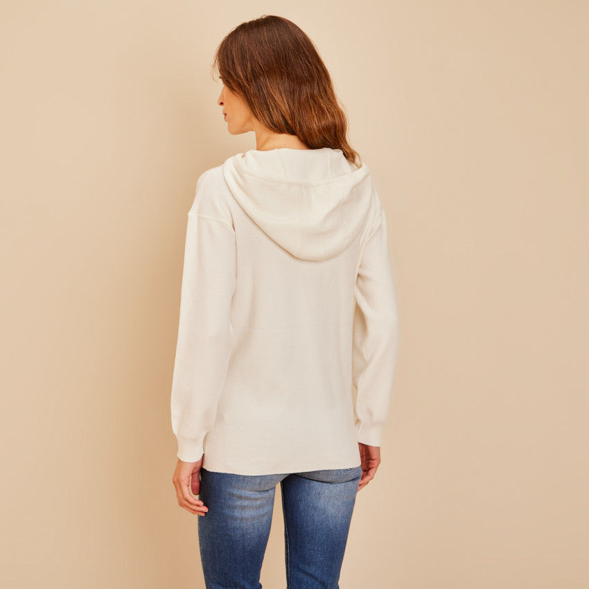 Pull à capuche avec broderie coeur pour femme