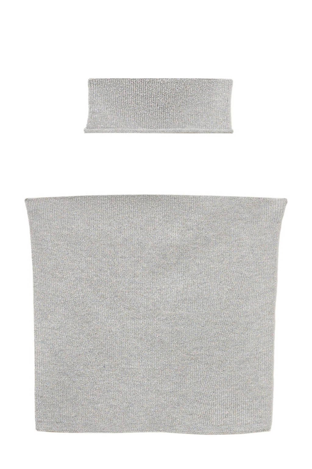 MANGO TEEN strapless top met losse choker zilver