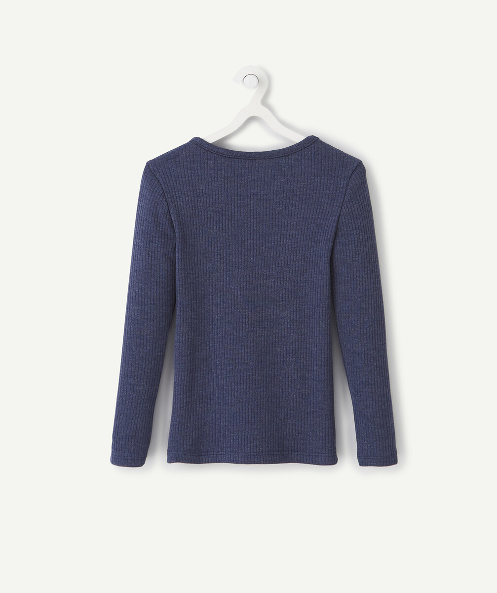 DAMARTLE T-SHIRT BLEU MARINE CÔTELÉ THERMOLACTYL 4