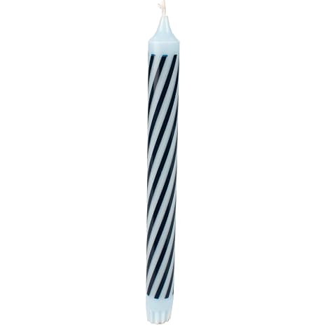 Kronelys med striber 2,2x24 cm - blå