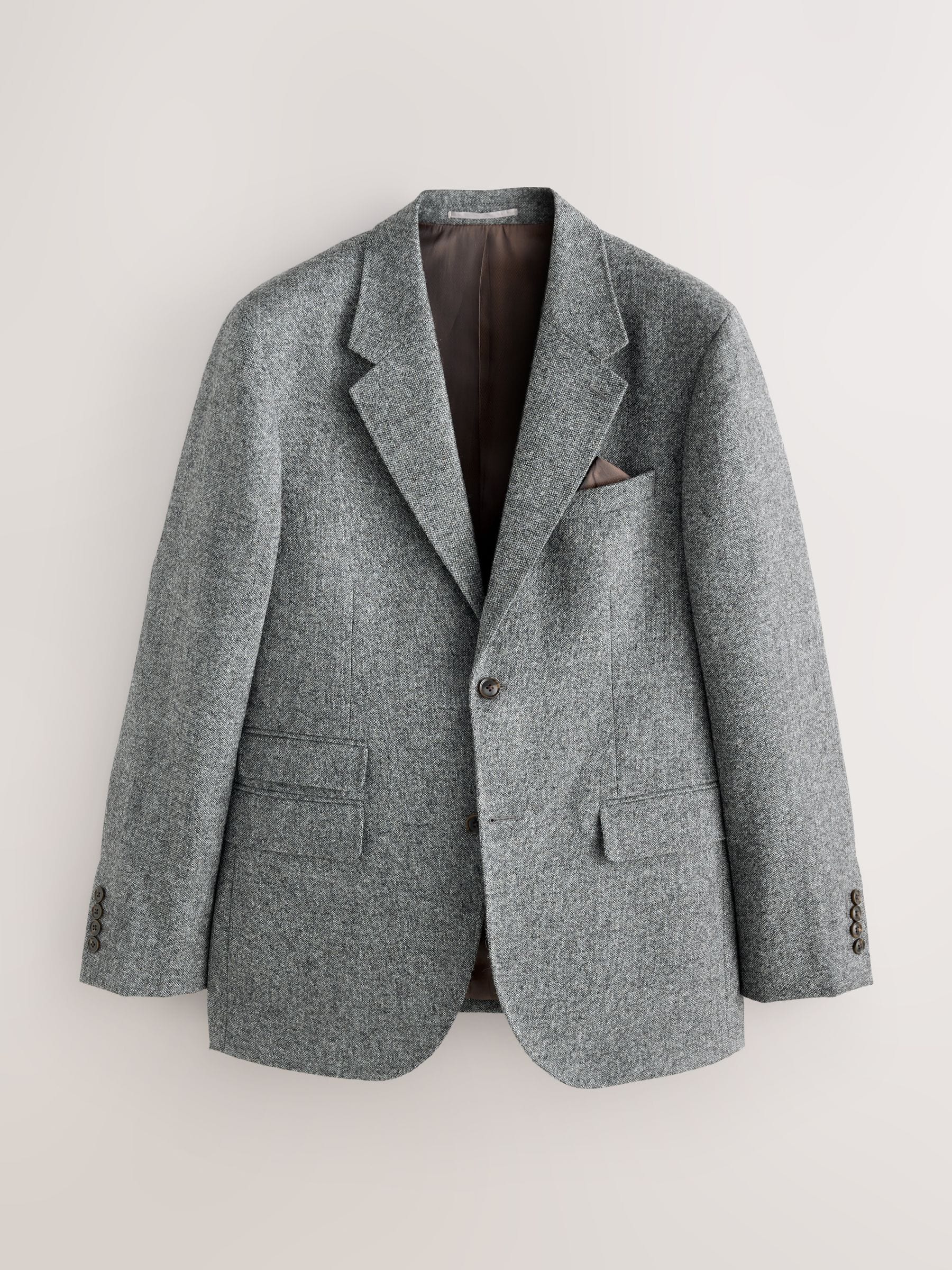 Grijs - Tailored Fit Signature Abraham Moon 100% British Wool Donegal Suit Jacket