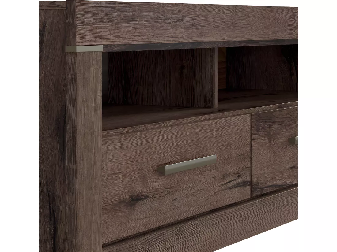 Meuble TV 2 tiroirs 140 cm Adam Bois foncé