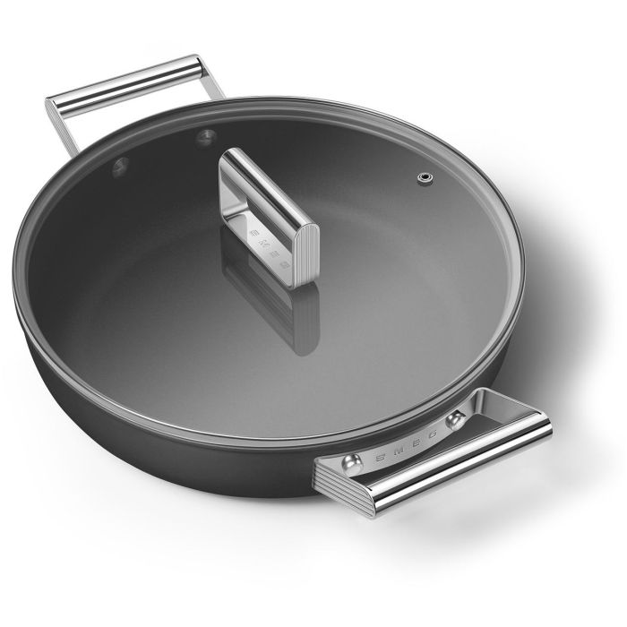 SMEG Schmorpfanne mit Deckel 28 cm CKFD2811BLM Schwarz