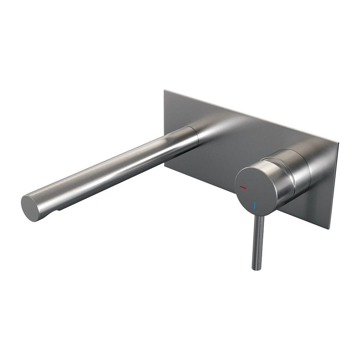 Brauer Brushed Edition ColdStart wastafelkraan inbouw rechte uitloop met achterplaat model A1 RVS geborsteld PVD